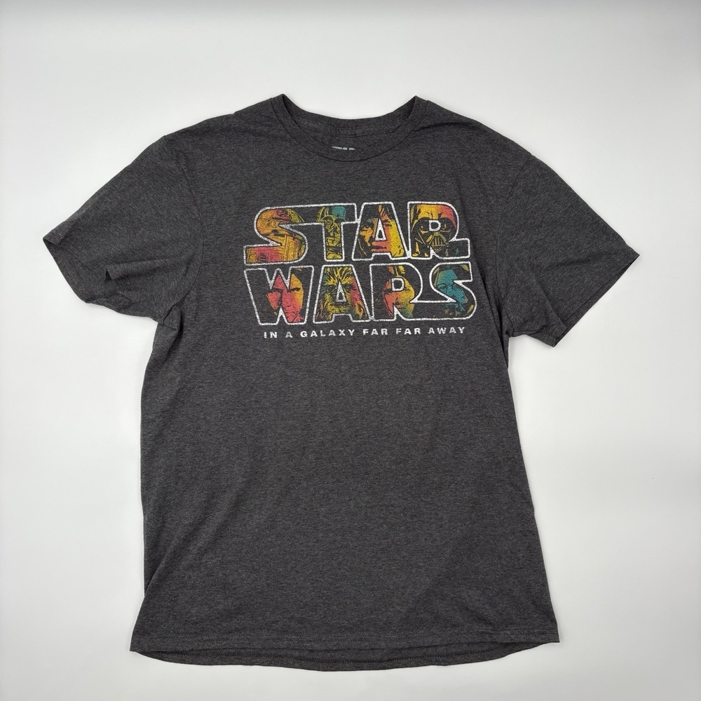 Star Wars Shirt Mens Large Gray Mad Engine Graphic Tee In A Galaxy Far Far Away